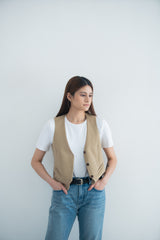 Frankie 馬甲 - 卡其色