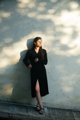 倫敦襯衫連身裙 - 黑色