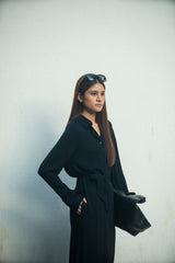 倫敦襯衫連身裙 - 黑色