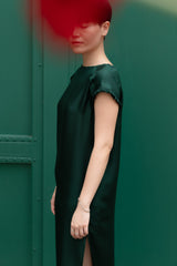 Dion シルク ドレス - ボトルグリーン