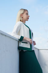 雪梨襯衫外套-蛋殼色/獵人綠