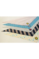 升級版絲綢頭巾藍色光學圖案