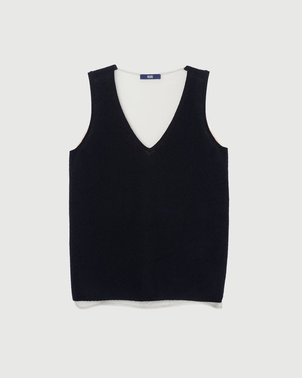 Ch-loe sweater Cashmere Vest - Black/Egg Shell