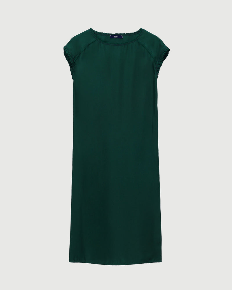 Dion Silk Dress - Bottle Green
