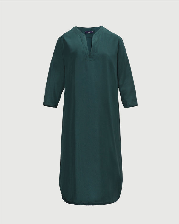 Surrey Silk Dress - Bottle Green