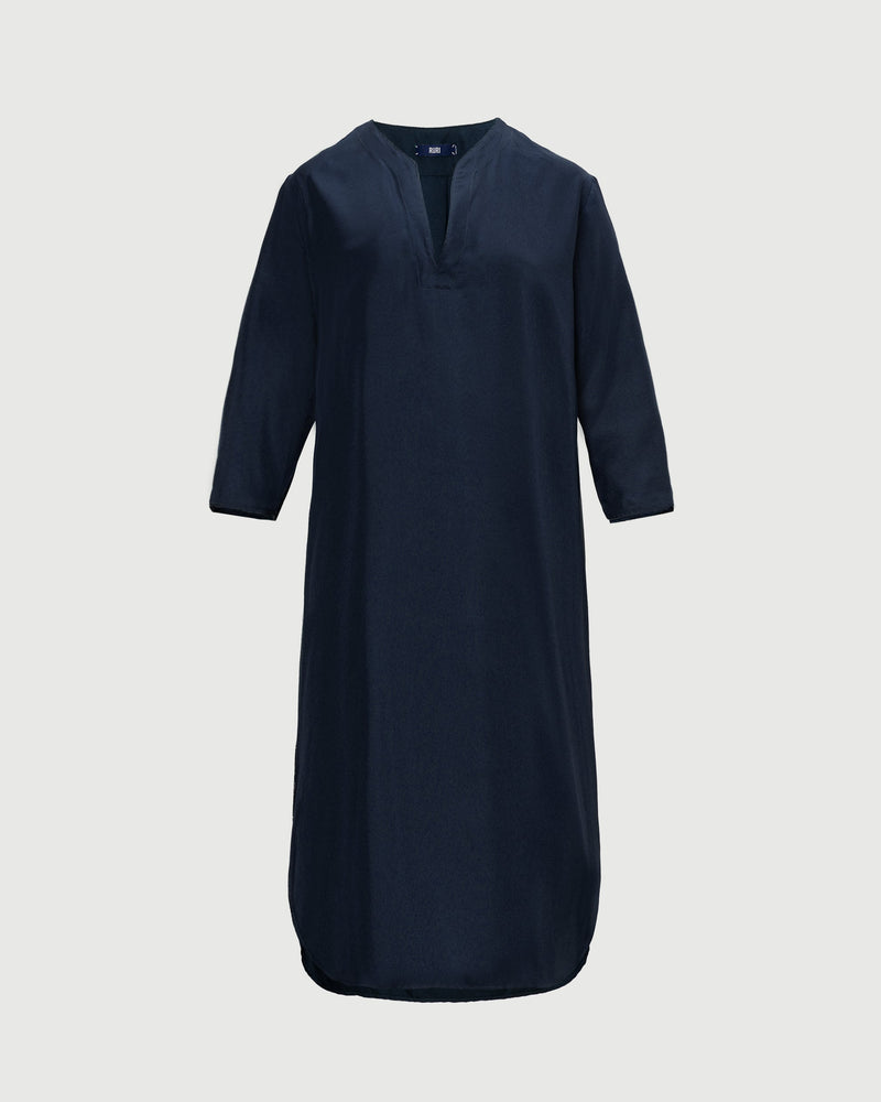 薩裡絲綢連身裙 - 海軍藍